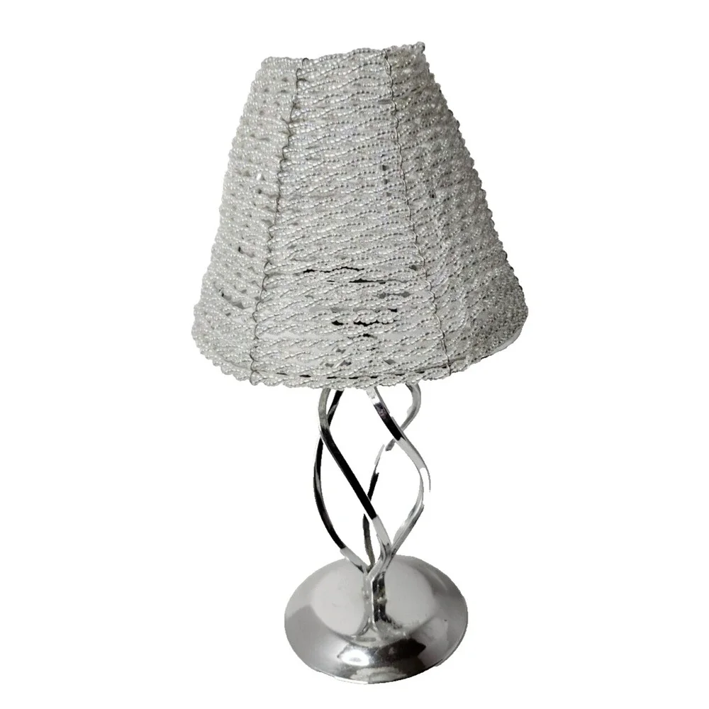 Vintage Beaded Votive Tealight Candle Holder Lamp Silver Tone Base BOHO
